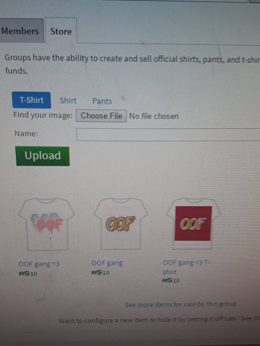 Oof Gang On Twitter New Oof Gang T Shirts On Roblox - roblox oof pants
