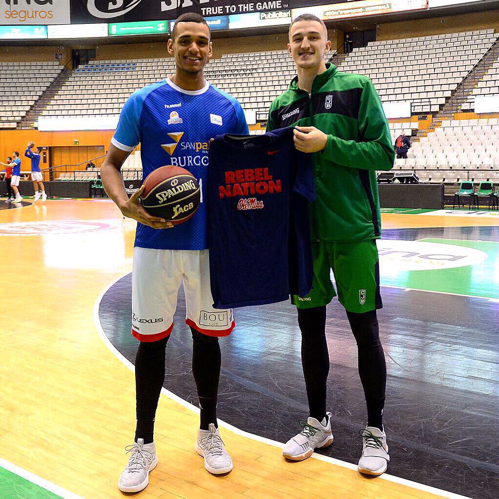 sebassaiz's tweet photo. Just two Mississippi boys reunited again on the Spanish basketball courts! Missing the Oxford days #RebelNation #HottyToddy 🔴🔵 https://t.co/4ibOrao8fx