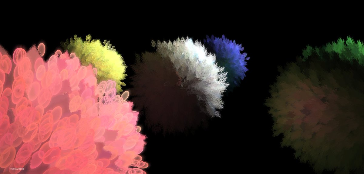 quelsolaar's tweet photo. I got some interesting results with #DustEngine Today. A big problem with a splat engine is getting occlusion. I solved it by rendering a low res, image with few big splats and used is as bakground and extra Z ocluder. Vast performance increase and almost no artifacts. https://t.co/3TYPcfApnG