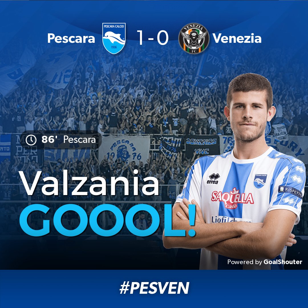 PescaraCalcio's tweet photo. 86' #PESVEN 1-0: Goal di Valzania (@pescaracalcio) su assist di Capone! https://t.co/ewrrgyn4Zo https://t.co/WsrWxHJl74
