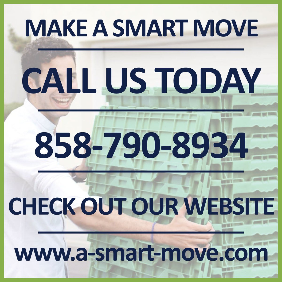 ASMARTMOVESD's tweet photo. Let us take the stress out of moving for you. Order boxes to be delivered to your door. Call now for prices. What could be easier? #sandiego #moving #reuseableboxes #rentboxes #greenmoving #calmthechaos https://t.co/eCXLD6xJ9P