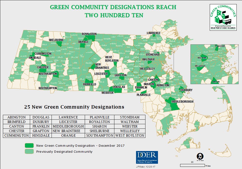 Today, @MassDOER designated 25 more cities and towns across the state as #GreenCommunities and awarded over $4.3 million in funding for #CleanEnergy and #EnergyEfficiency projects: mass.gov/news/baker-pol…