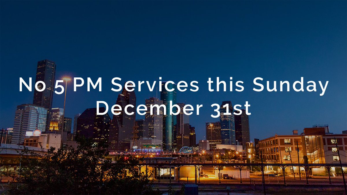 This weekend we will not be having a Sunday 5 PM service. Join us at our other times:
Sat. 5 PM, Sun. 9 AM and 11 AM at our Downtown Campus 
Sun. 10 AM at our West Side Campus.