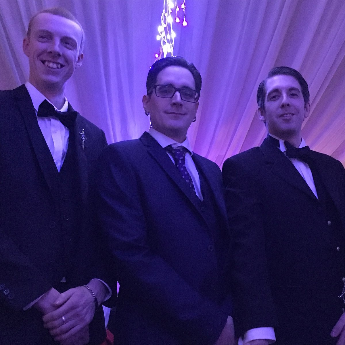 MrJayDarlington's tweet photo. We occasionally make a fine trio, this time at the @BlackShireProd Christmas party @nationalbrewery . As usual Dom is looking the wrong way. #actorslife #directorslife #blackshireproductions #christmasparty #dinnerjacket #gentlemenstyle https://t.co/5N90ETQRW0