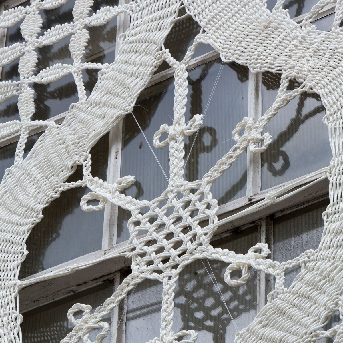 Lace in Place. Detail. 
Commissioned by @bedfordcreativearts_
May 2012- August 2012, 1St Paul’s square. Bedford. UK
Site-specific installation. Nylon rope.
Photo Credit: Richard Davies