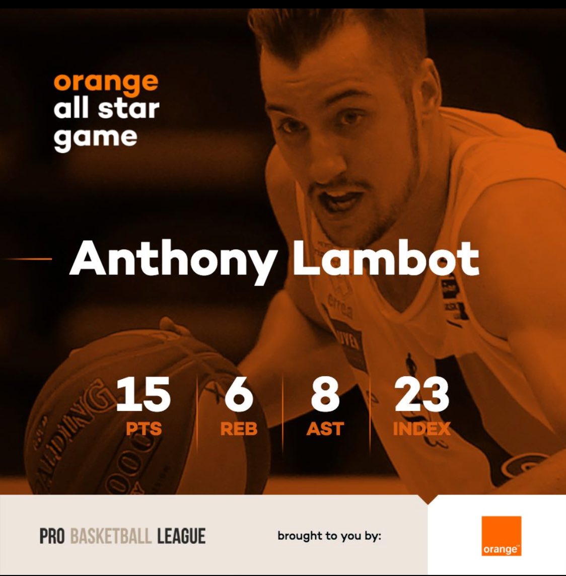 Anthony Lambot is MVP of #OrangeASG 🎉 Team Black won by 2pts Final score is 107-109