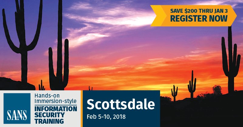 SANS Institute (@sansinstitute) on Twitter photo #SANSScottsdale 2018 Keynote: "Using an Open Source Threat Model for Prioritized Defense", presented by <a href="/isaudit/">James Tarala</a>. View details: sans.org/u/y9g #SANSScottsdale 2018 Keynote: "Using an Open Source Threat Model for Prioritized Defense", presented by <a href="/isaudit/">James Tarala</a>. View details: sans.org/u/y9g