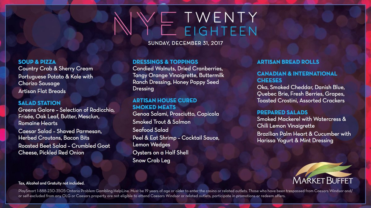 CaesarsWindsor's tweet photo. The #MarketBuffet has a special menu planned for New Year's Eve! Follow this link to check out their full menu - https://t.co/F5aAmFiMEs #NYE2018 https://t.co/0yeKLFbDeC