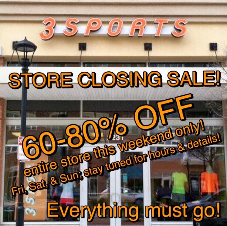 3Sports's tweet photo. This weekend only! Store Closing Sale; EVERYTHING 60-80% off! https://t.co/QduTxaCQSX