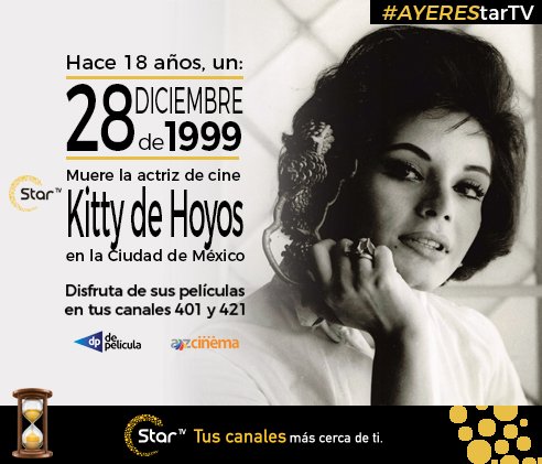 StarTVMx's tweet photo. #StarTV #Nostalgia #UnDíaComoHoy Recordamos la incomparable belleza y talento de #KittyDeHoyos https://t.co/kQoNLVY1UE