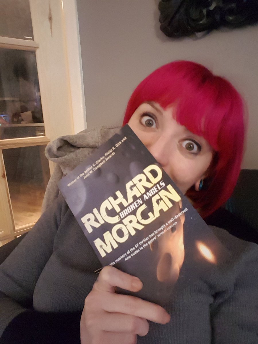 2501Major's tweet photo. Finished reading #ALTErEDCArBON Now on to #brokenangels Mum still buys me books for xmas. This pleases me. @quellist1 https://t.co/MAEp0WNxFy
