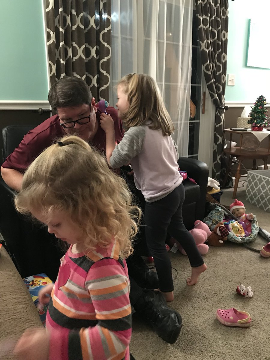 StormFrith's tweet photo. The girls giving Papa a check up 🤣 @donaldepark https://t.co/Npa2Sqwikr