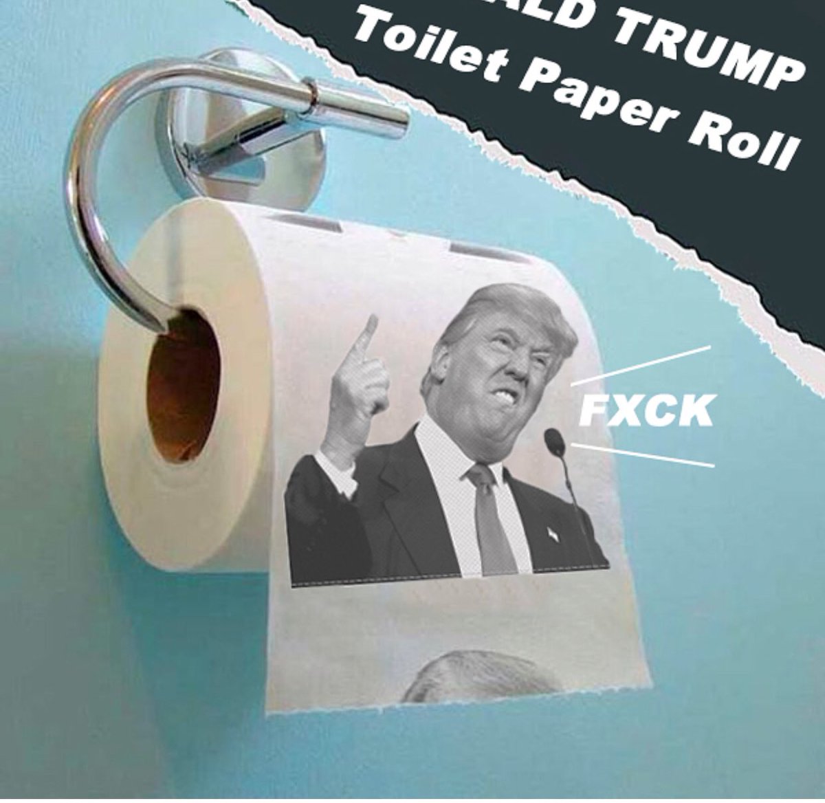 GH0STSOUNDS's tweet photo. @realDonaldTrump I just ordered this roll of toilet paper to show how much I love my president. “He cleaning shit up” https://t.co/OGf7jflhx3