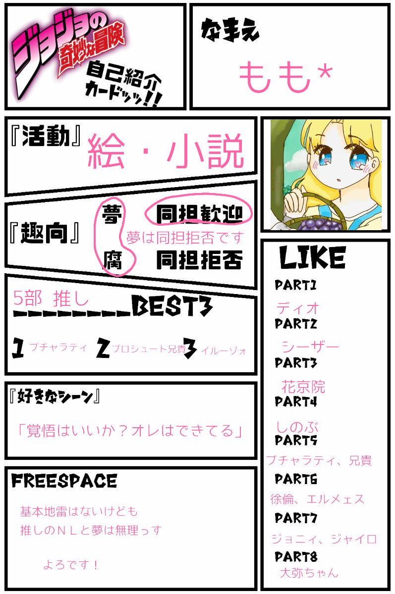 ジョジョの奇妙な自己紹介カード
