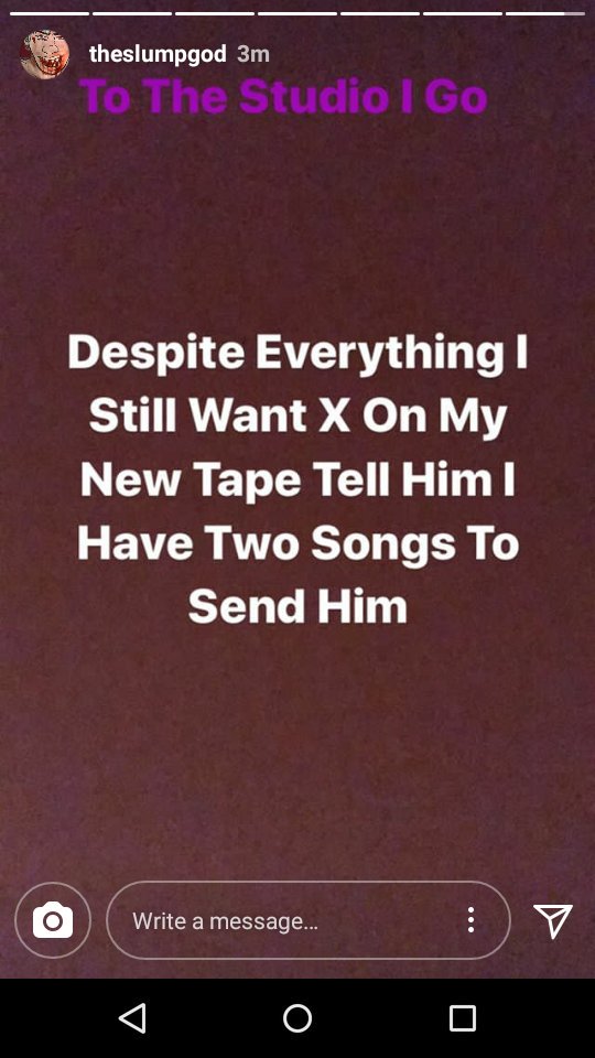 sladethereaper_'s tweet photo. @xxxtentacion  ski wants u on the tape https://t.co/mDBow2uAUK