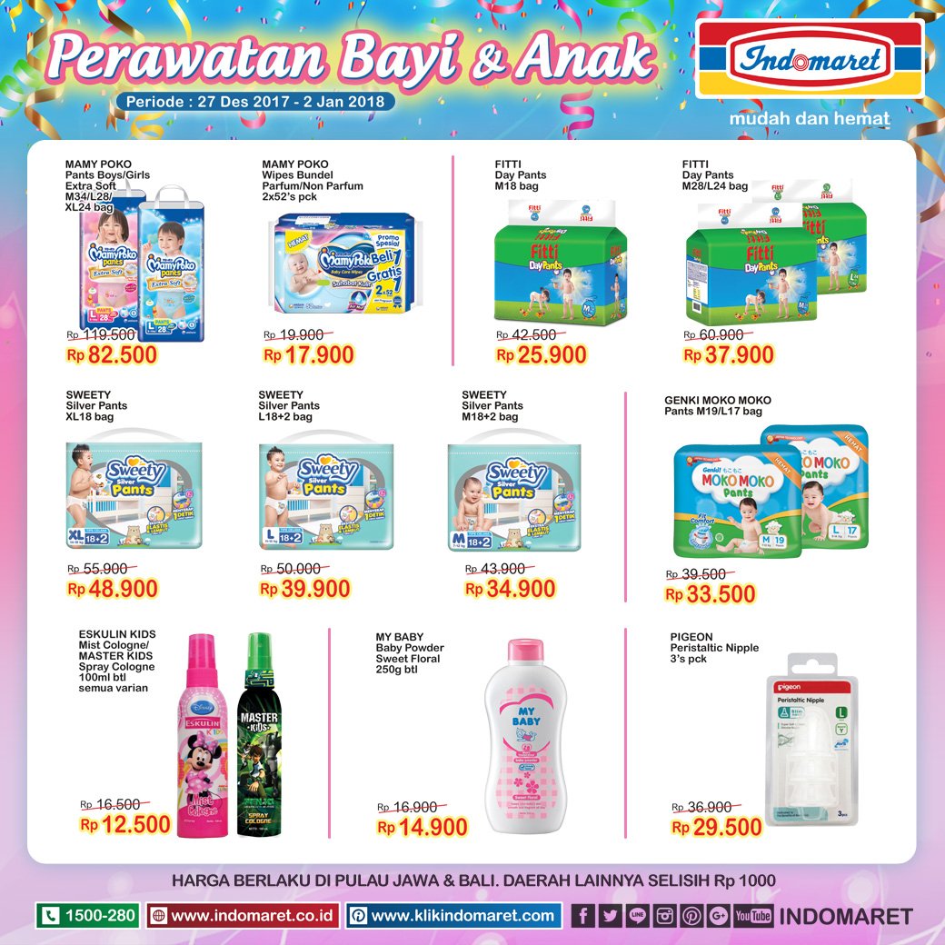 Ayo belanja ke Indomaret dan dapatkan hematnya produk Perawatan Bayi &amp; Anak periode 27 Desember 2017 - 2 Januari 2018. #SuperHemat #Indomaret goo.gl/6PtZ7x