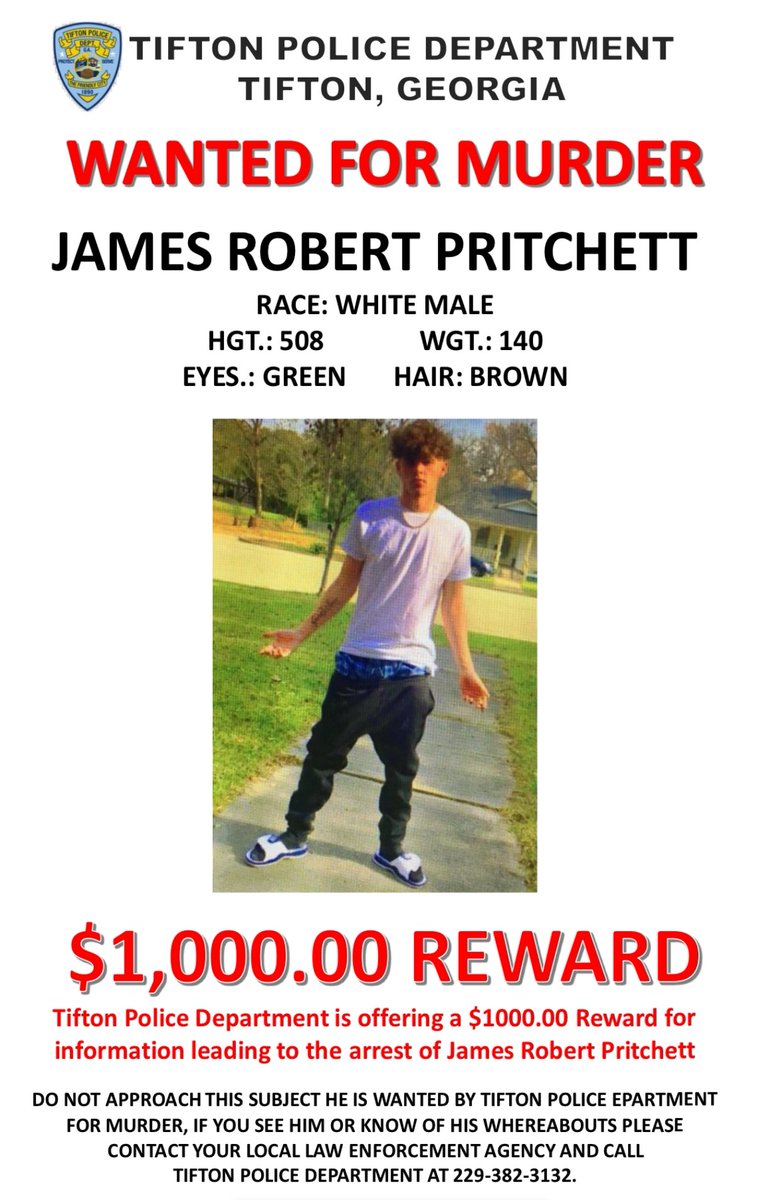 If you have any information or know where he is please call Tifton Police Department 229-382-3132.