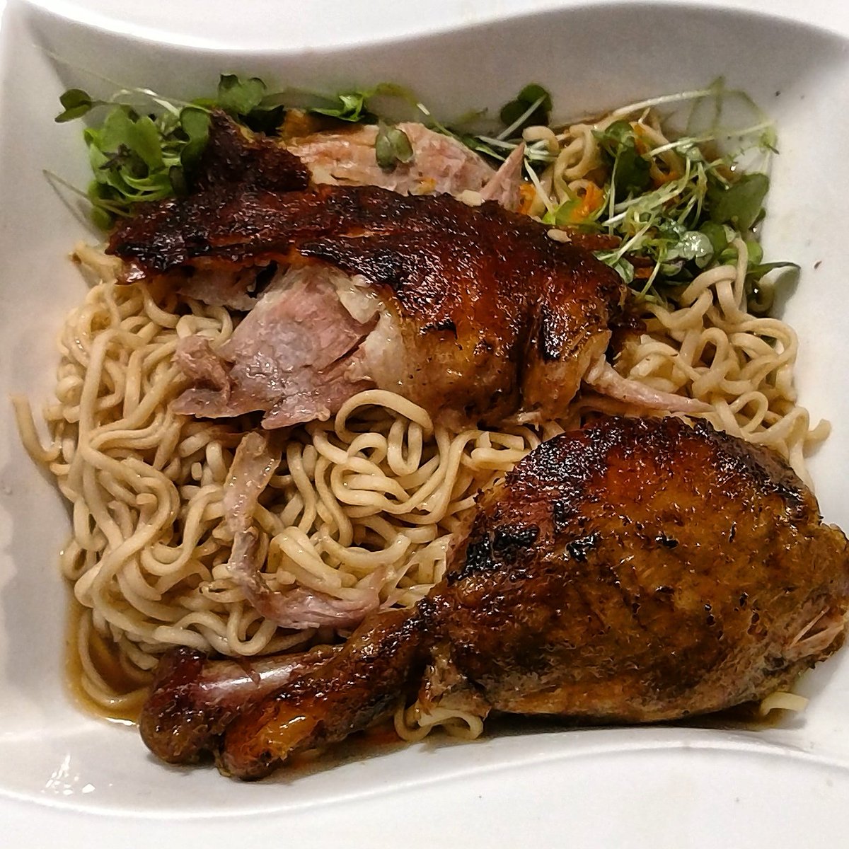 Yummy #ramen with #sousvide #southlandcolony duck &amp; stock, <a href="/floating_garden/">Floating Gardens</a> elegance mix and #lajordcolony carrots.  I ♥️ Local and Fresh <a href="/Fresh2home/">Local & Fresh</a> ! #homecook #homechef