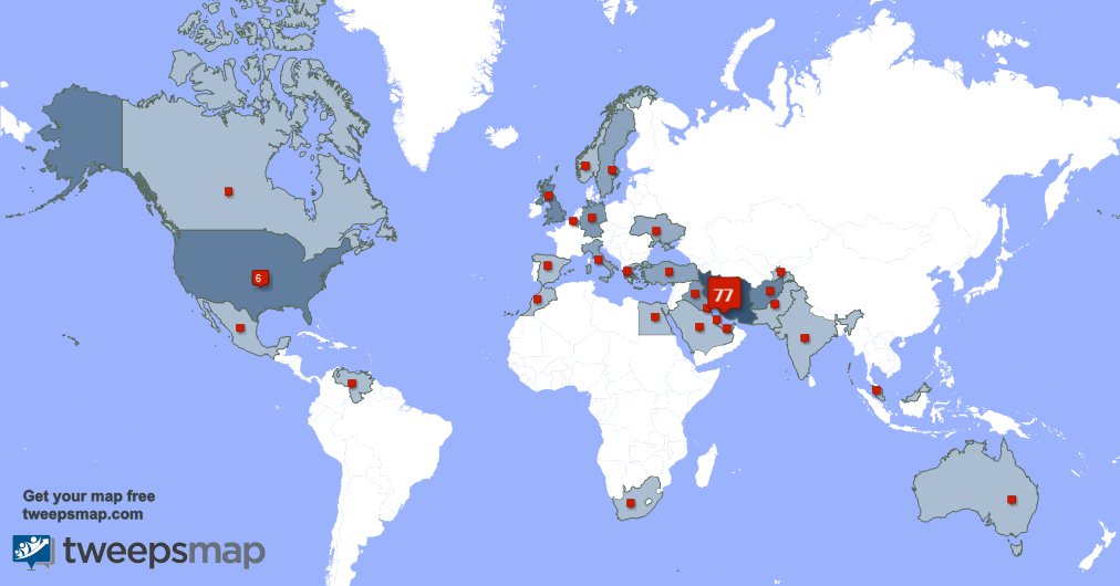 AMiI2y's tweet photo. My followers live in Iran (76%), USA(6%)... Get your map: https://t.co/GXvcXHfdei https://t.co/QkLnLS9Y5h