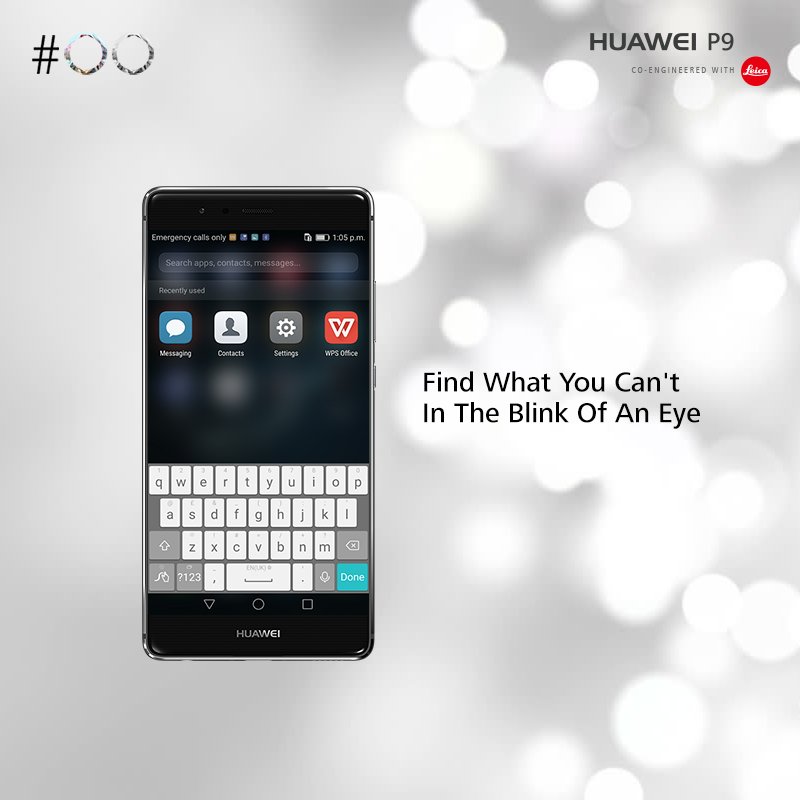 HuaweiIndia's tweet photo. Simply touch the homescreen and drag the finger down to launch the Universal Search Bar on #Huawei_P9 and find what you’ve been looking for, in an instant! Buy now: https://t.co/vwIiRO4qwd https://t.co/fnvypmnw52