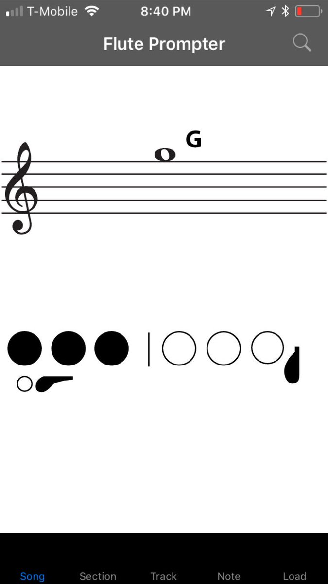 NotePrompterApp's tweet image. The main player screen of all instrument versions of Note Prompter apps let you toggle between the view with the song player controls and a bigger, easier to see, full-screen view of the note fingerings. Just tap on the staff or note fingering!

For iPhone and Android!