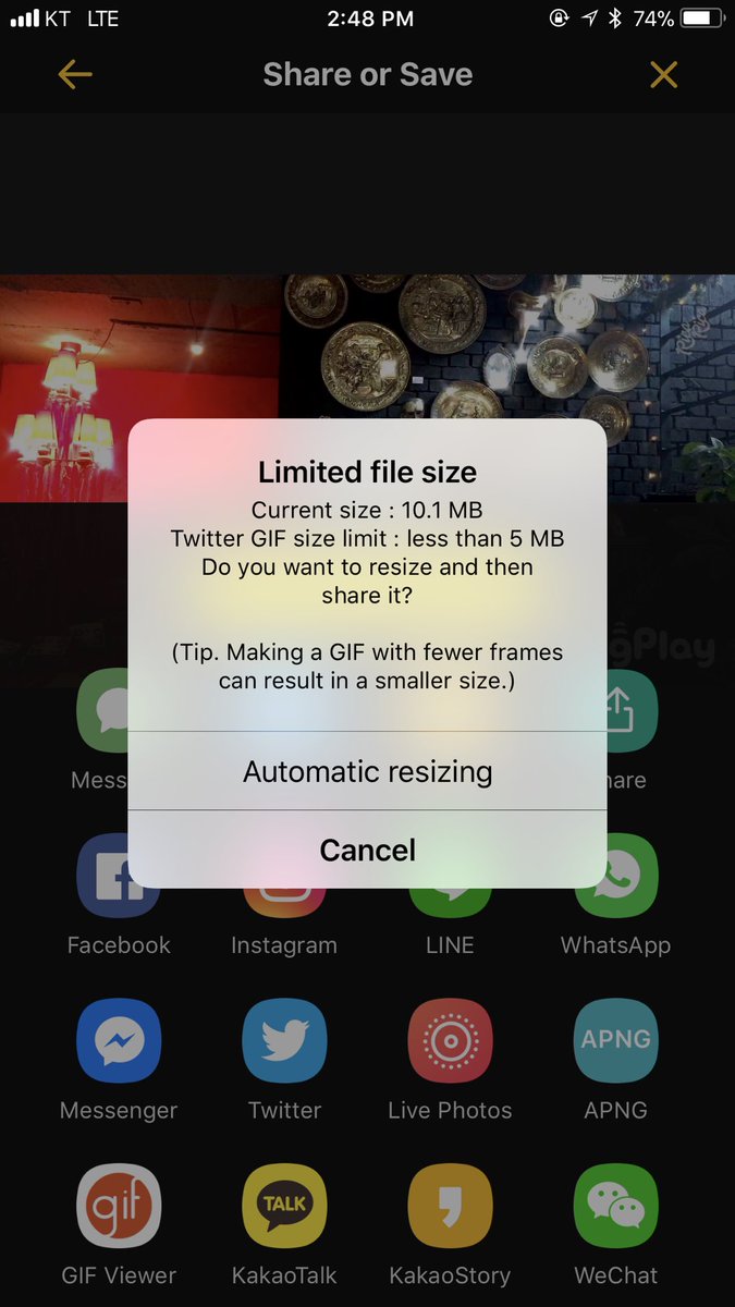 Imgplay Su Twitter Oh Sorry It S Late Reply Yes It Has A Feature Of Compress The File Size For Tweet At The Menu Of Share Or Save Find Twitter Icon To Share