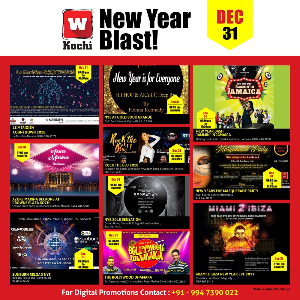 WtzupCity (@wtzupkochi) on Twitter photo WKochi New Year Blast
<a href="/LeMeridienKochi/">Le Meridien Kochi</a> <a href="/CPKochi/">Crowne Plaza Kochi</a> <a href="/kochimarriott/">Kochi Marriott Hotel</a> <a href="/HI_cochin/">Holiday Inn Cochin</a>
#Wkochi #NewYear2018 WKochi New Year Blast
<a href="/LeMeridienKochi/">Le Meridien Kochi</a> <a href="/CPKochi/">Crowne Plaza Kochi</a> <a href="/kochimarriott/">Kochi Marriott Hotel</a> <a href="/HI_cochin/">Holiday Inn Cochin</a>
#Wkochi #NewYear2018