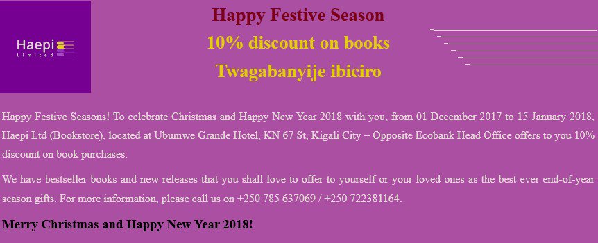 Haepi_Bookstore's tweet photo. Please don't miss this good opportunity #Rwanda #Kigali #RwOT https://t.co/jj7hBInCWZ