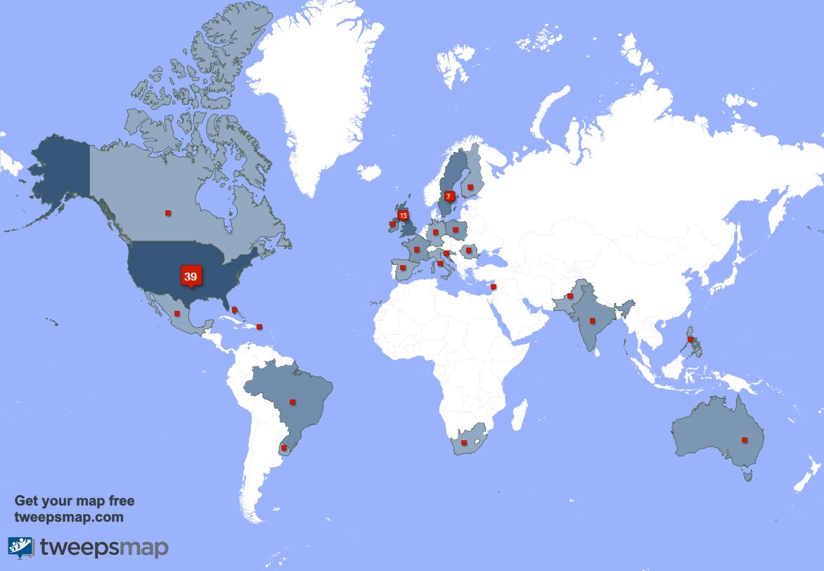Jullyysss's tweet photo. My followers live in 24 countries: USA(38%), UK.(15%)... https://t.co/YL5gRAqq4h Get your free map! https://t.co/Mh2xwokwoD