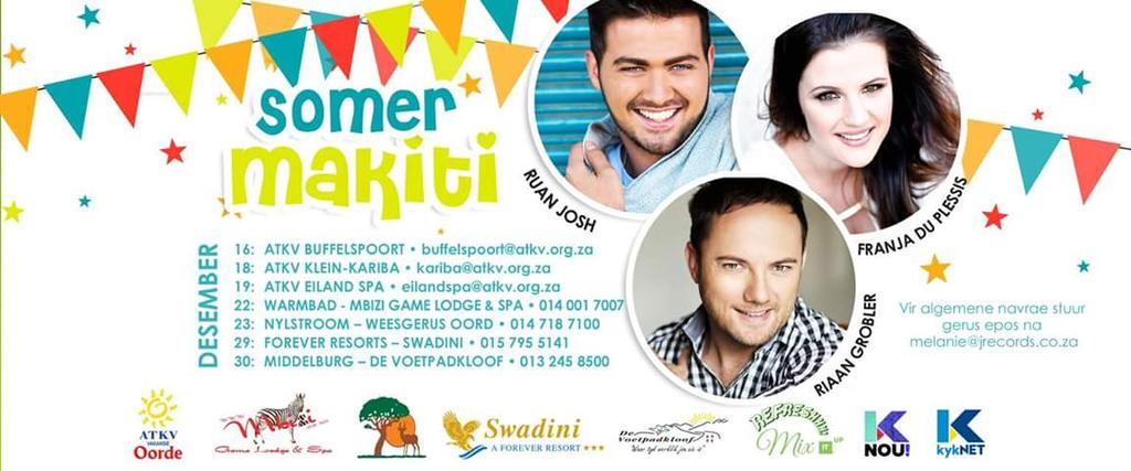 TheMarketingZoo's tweet photo. Laaste twee optredes die jaar vir #SomerMakiti17 by Swadini en Middelburg. Wie gaan saam @Ruan_Josh , @Franjadp en @RiaanGrobler kuier? https://t.co/1QEBsB5p4b