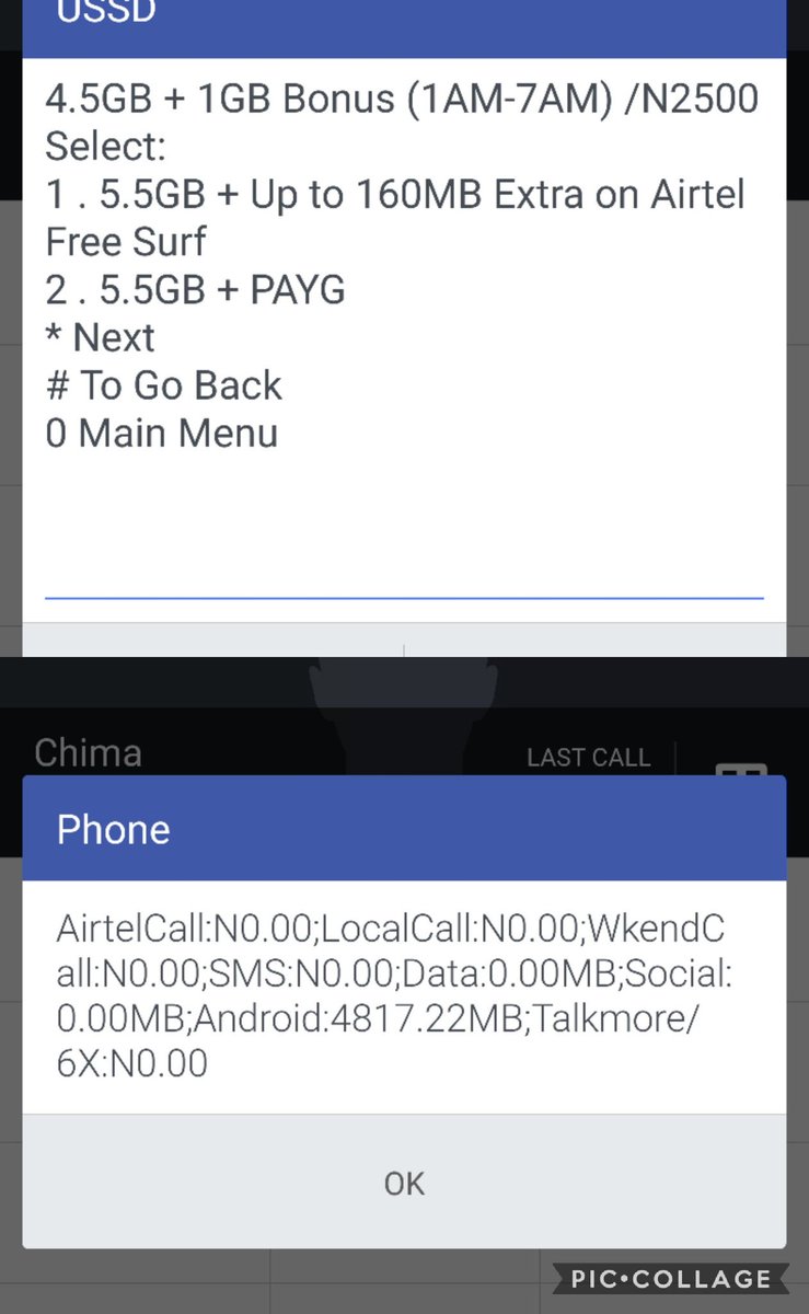 chiomaib's tweet photo. @airtel_care kindly explain this because I am not finding it funny. I paid 2500 for 5g data while the options you gave was 5.5g. Only for my balance to be less than 5g after payment. Note: I picked option 2 https://t.co/pH648UOkke