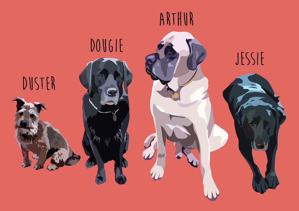 The whole gang! #dogart #dogillustration #bestchristmasgifts 🐾🐶
