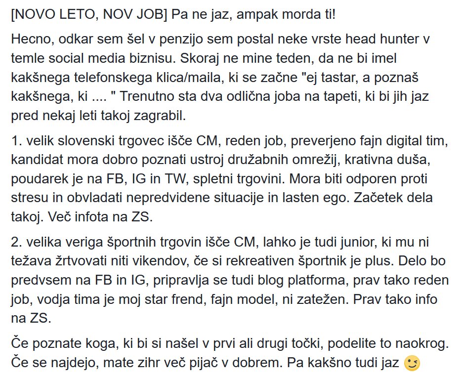 MatejSpehar's tweet photo. [novo leto, nov job] Ampak ne jaz. RT lahko prinese vsaj eno pijačo, karma točke, pa tudi jaz znam kakšno pivo spiti na ta račun. Torej svet lahko odrešiš žeje. To pa je že neki. https://t.co/qWTSmv09X3
