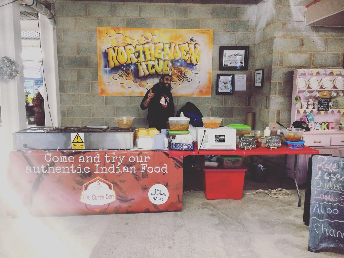 NorthendenHive's tweet photo. We’re open 11-6pm today. Come and join us for some lovely homemade Indian food from @thecurryden and the other traders here today and tomorrow. @NNForum @NCivicSoc @intouchwyth https://t.co/cMbVpXAY3U