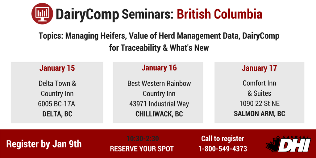 Register now for our #DairyComp seminars in #BC #westcdnag #CdnDairy &amp; please share this with your BC dairy ppl, thanks!