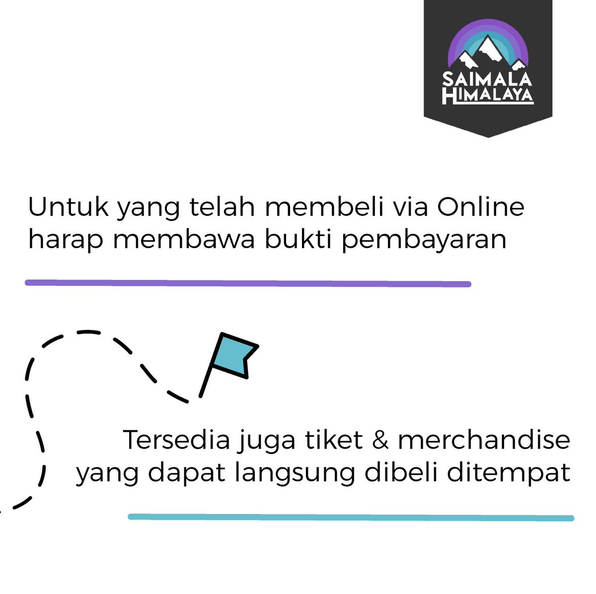 Untuk kamu yang belum sempat membeli via Online, kamu dapat membeli tiket serta beberapa paket merchandise secara langsung loh!

**jangan lupa untuk membawa bukti pembayaran ya 😊

Sampai bertemu pada tanggal 28 Januari 2018 di GSG UNILA!

Saimala Himalaya 2018
#TaklukkanPuncakmu