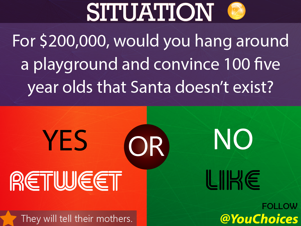 YouChoices's tweet photo. Santa doesn't exist? https://t.co/nGpWSJs7Vh