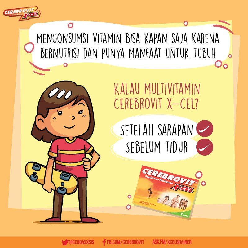 Ibu, sudah berikan multivitamin untuk Anak? Cari tahu dulu waktu yang tepat untuk konsumsi Cerebrovit X-Cel, ya!