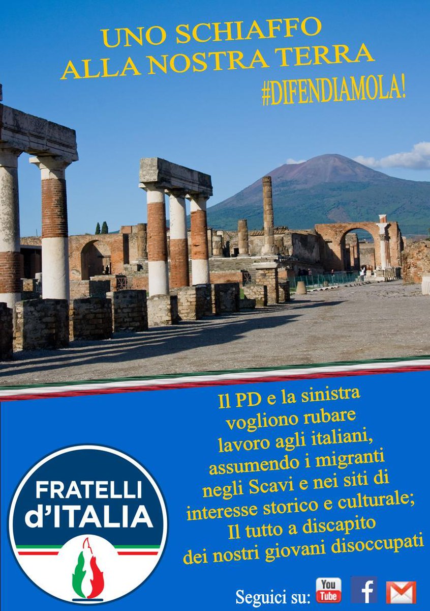 VincenzoDelGa's tweet photo. LAVORO A MIGRANTI C/O SCAVI DI POMPEI; DOMANI, ORE 11.00, CONFERENZA STAMPA DI FRATELLI… https://t.co/E31wAIKFrb https://t.co/V5wsWEVdKy