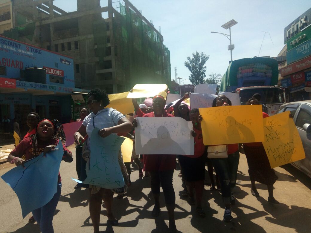citizentvkenya's tweet photo. Commercial sex workers protest in Kisii town over the killing of colleagues. https://t.co/gs3FM1DIoQ