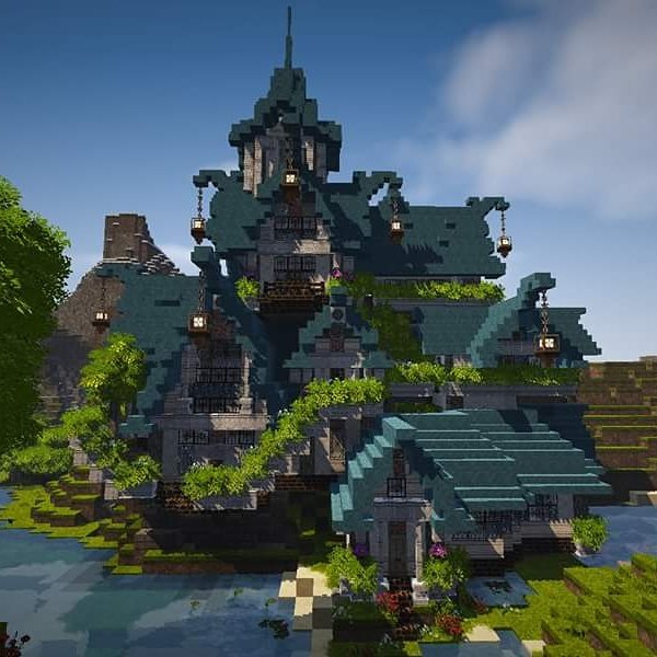 Hotaru 青い屋根の家を作ってみました まだ外装のみです Minecraft Cocricot Conquest 建築 青い屋根