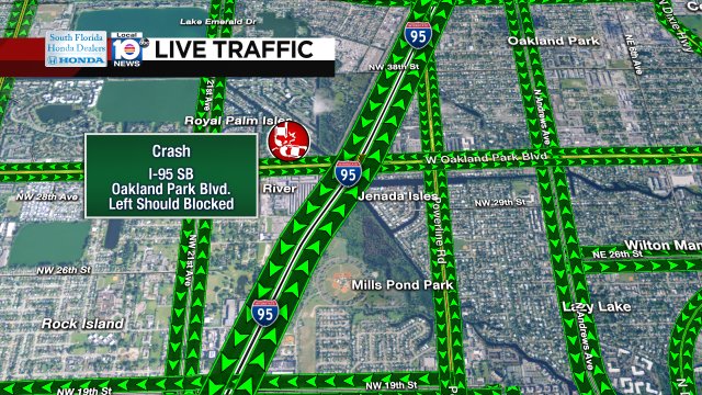 CRASH: I-95 SB & Oakland Park Blvd. A left shoulder is blocked. #TRAFFIC https://t.co/hvoGaglD9b