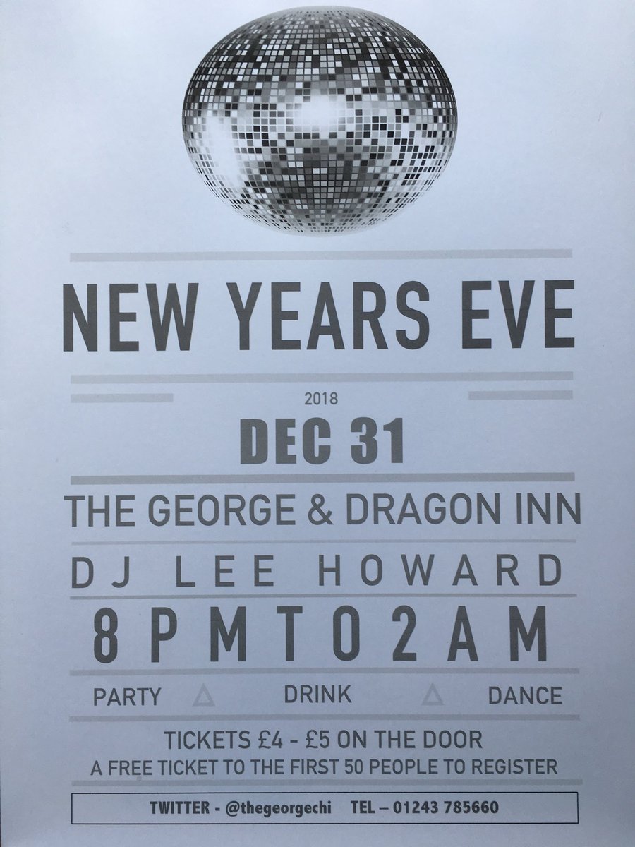 New Years Eve is fast approaching ! Join us and ring in the New Year - Dance, drink and party with our DJ - open till 2am Tickets £4 or £5 on the door. #chichester #newyearseve