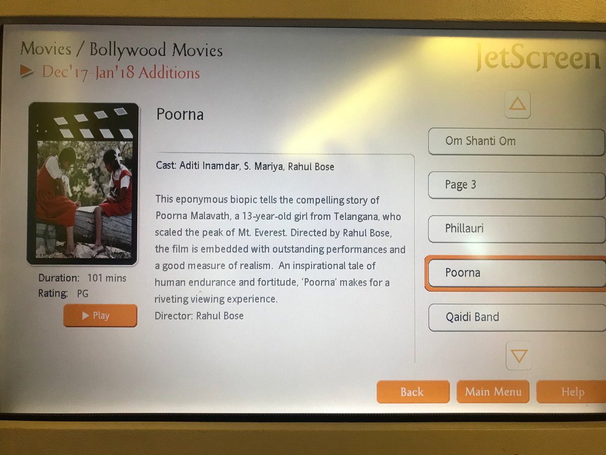 RahulBose1's tweet image. Life is full of surprises, some pleasant, others not so much. This was one was particularly pleasing. @PoornaTheFilm on #jetscreen #inflightmovie @jetairways #momentofpride #flyinghigh