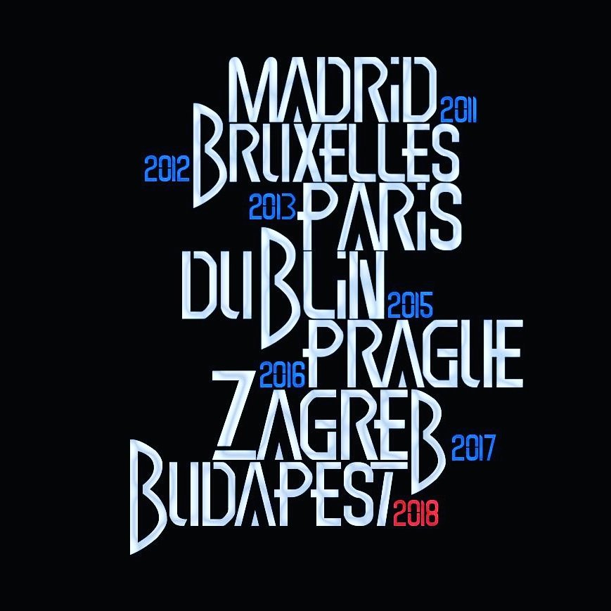 dlmnsvideo's tweet photo. On change pas une équipe qui gagne. Direction Budapest 2018.

#MADRID2011 🇪🇸
#BRUXELLES2012 🇧🇪
#PARIS2013 🇫🇷
#DUBLIN2015 🇨🇮
#PRAGUE2016 🇨🇿
#ZAGREB2017 🇵🇾
#BUDAPEST2018 🇭🇺 https://t.co/YTpywlOotL