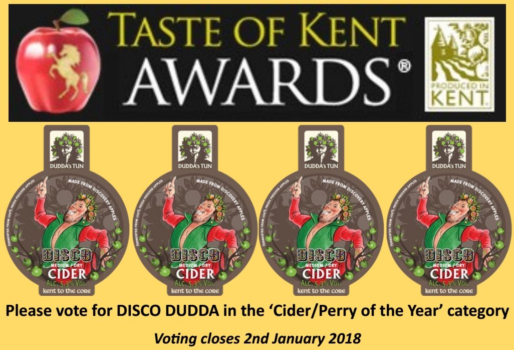 Please vote now for our DISCO DUDDA for the <a href="/ProducedinKent/">Produced in Kent Ltd</a>  <a href="/TasteKentAwards/">Taste of Kent Awards</a>. Time is running out. Follow the link tasteofkentawards.co.uk/award/4/kent-c…