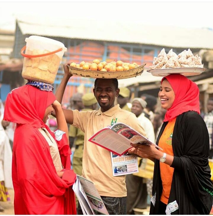 nounofficial_'s tweet photo. Kannywood actors Mansura Isah (left), Umar Gombe &amp; Samira Ahmad during an advocacy campaign in Kano in their capacity as NOUN Ambassadors. https://t.co/JSDJuI8vK7