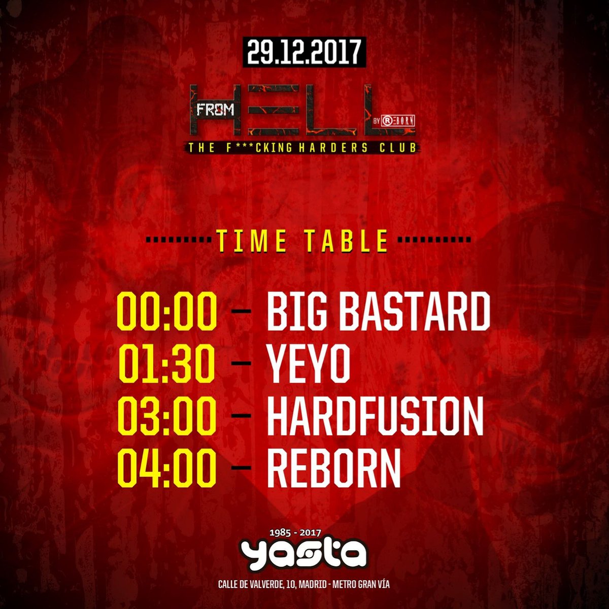 FromHell_Club's tweet photo. π¨HORARIOSπ¨
Nos vemos esta noche en la Inauguracion y en la ultima fiesta #Hard del aΓ±o π₯π₯π₯π₯
.
.
#fromhellclub #sesion #club #madrid #harder #early #sound #music #hardstyle #rawstyle #hardcore #djs #timetable @ya_staclub https://t.co/khoAwGF05b