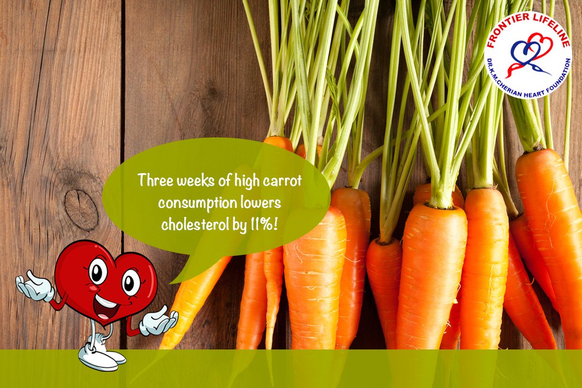 DrSanjayCherian's tweet photo. Carrots can reduce cholesterol levels and protect you from heart attacks! Numerous studies show that a healthy dose of carrots per day can significantly reduce the likelihood of heart-related problems. https://t.co/5zaUITJLYm