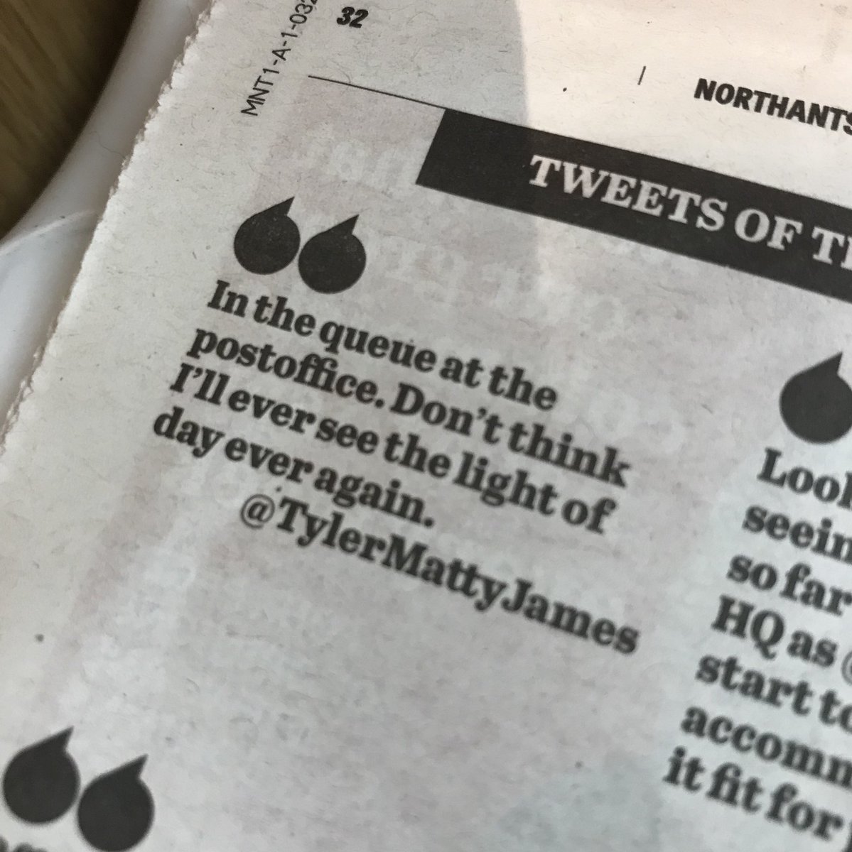 TylerMattyJames's tweet image. One of my tweets has made it into the Northamptonshire Telegraph again. Pick up your copy today, available from all good local stores. #LocalCeleb #Kettebrity xox